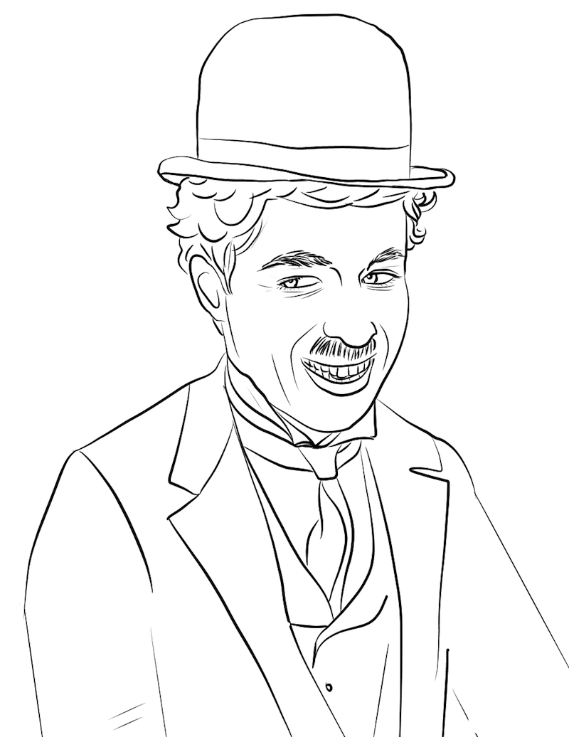 Чарли Чаплин для срисовки