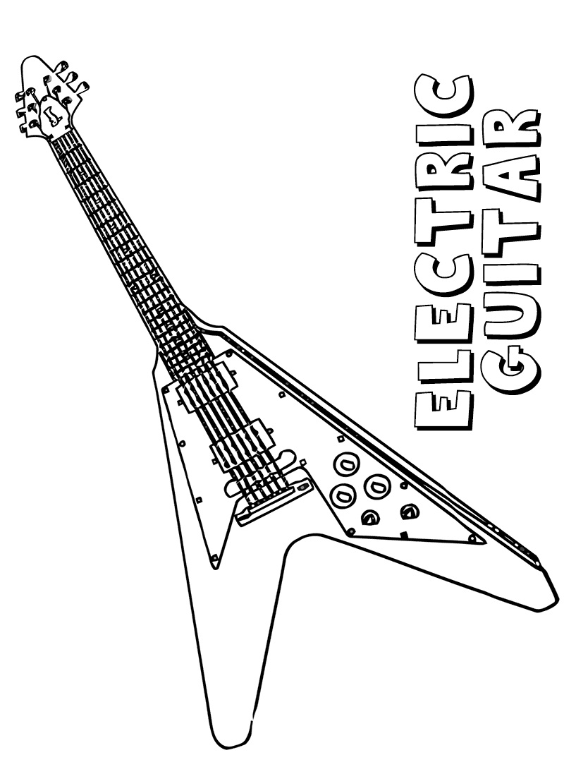 Download Top 20 Printable Guitar Coloring Page - Online Coloring Pages