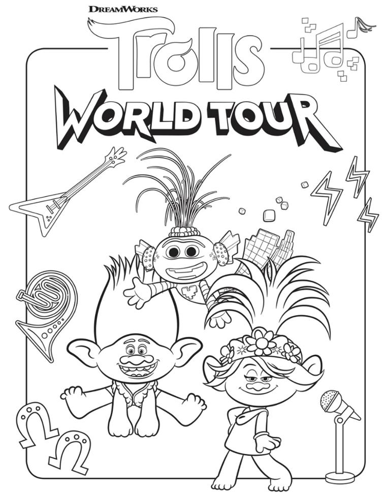 Top 20 Printable Trolls World Tour Coloring Pages