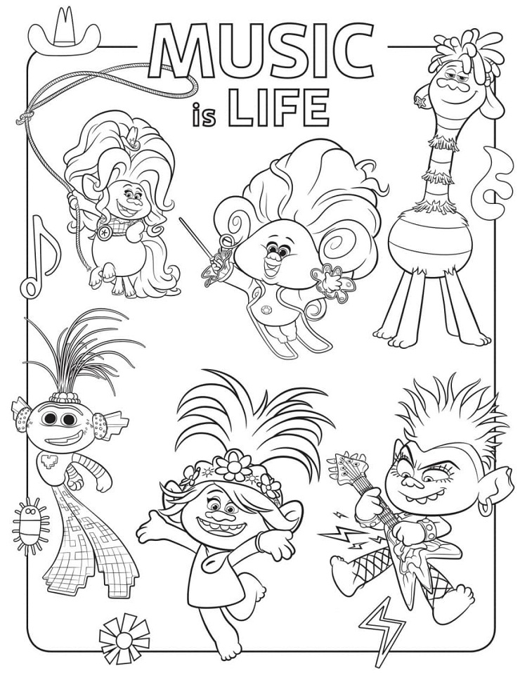 Top 20 Printable Trolls World Tour Coloring Pages - Online ...