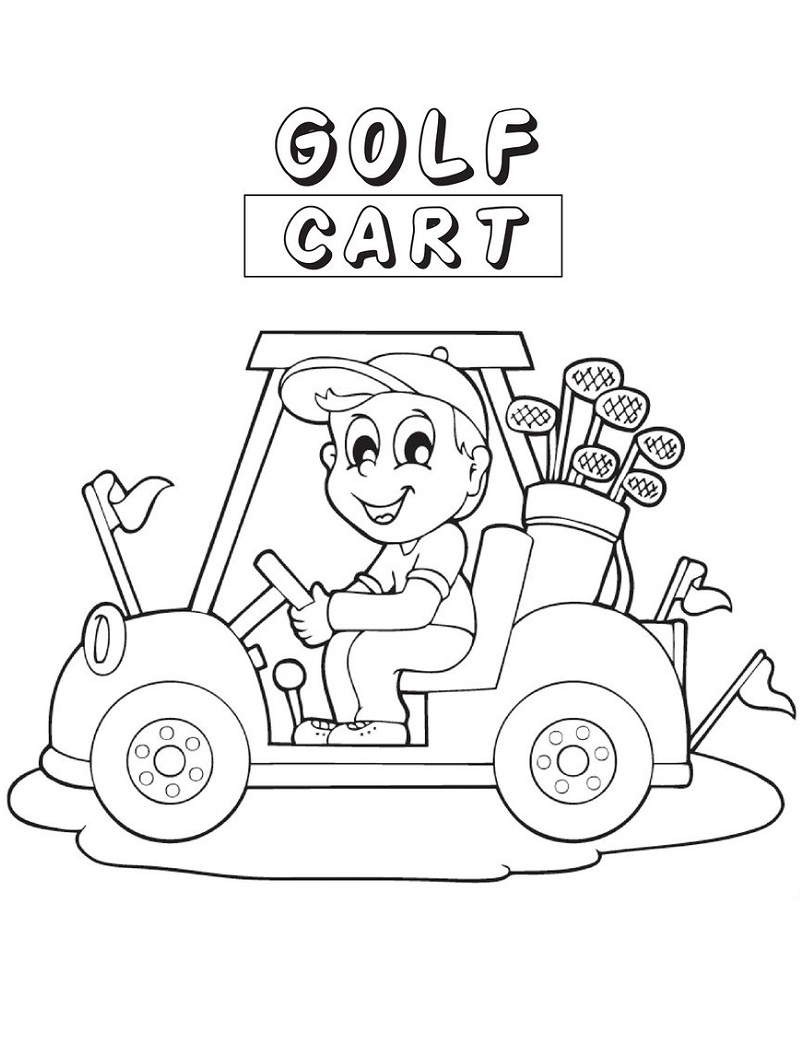 333 Cartoon Golf Coloring Pages Printable for Kindergarten