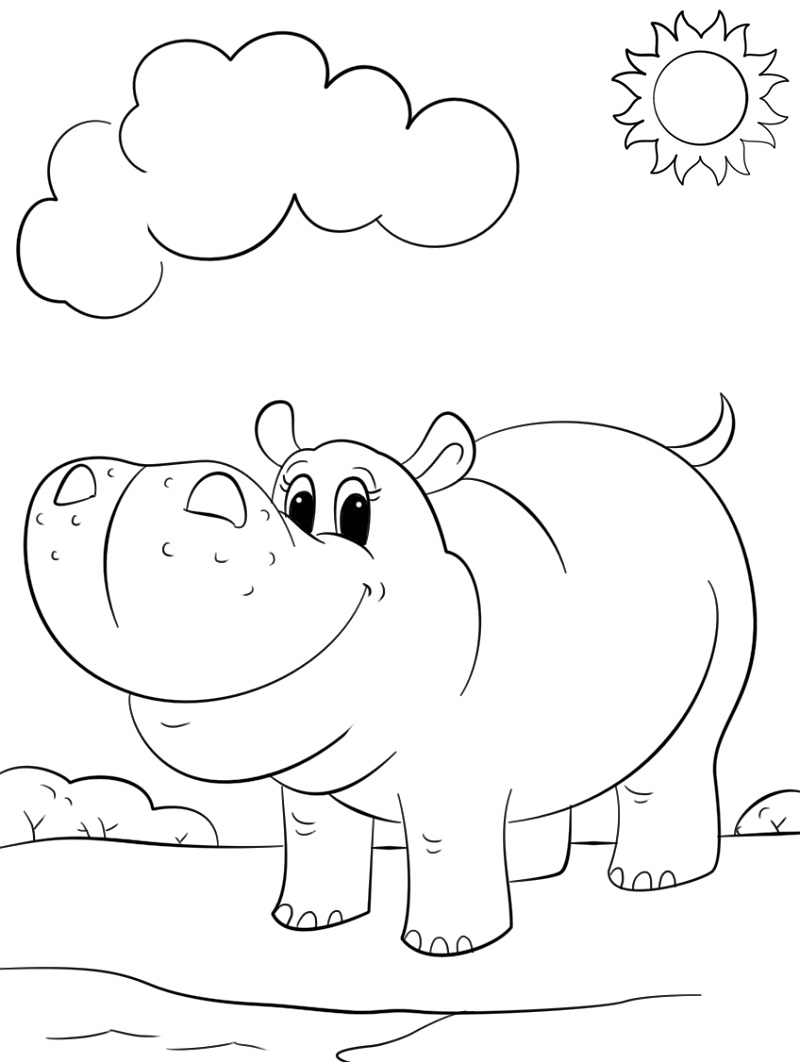 Download Top 20 Printable Hippo Coloring Pages - Online Coloring Pages