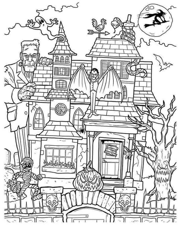 Haunted House Printable Coloring Pages Printable World Holiday