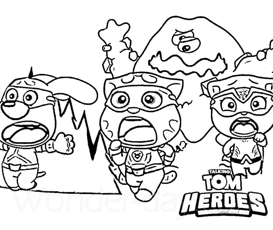 Characters From Talking Tom Heroes Coloring Page 1 Online Coloring Pages