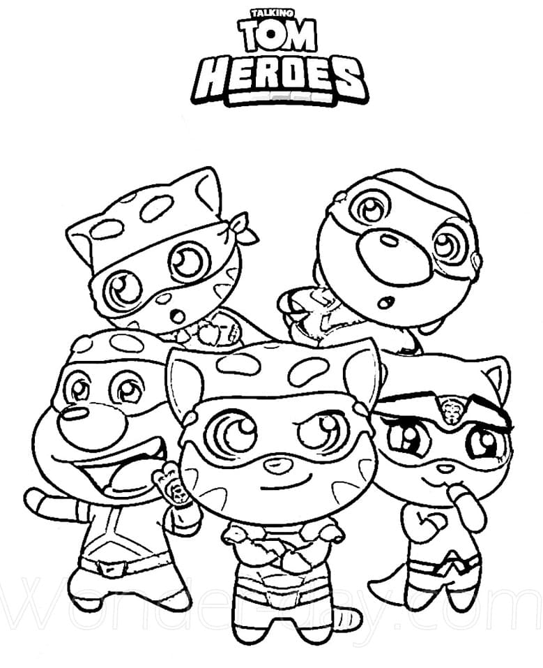 Characters From Talking Tom Heroes Coloring Page Online Coloring Pages