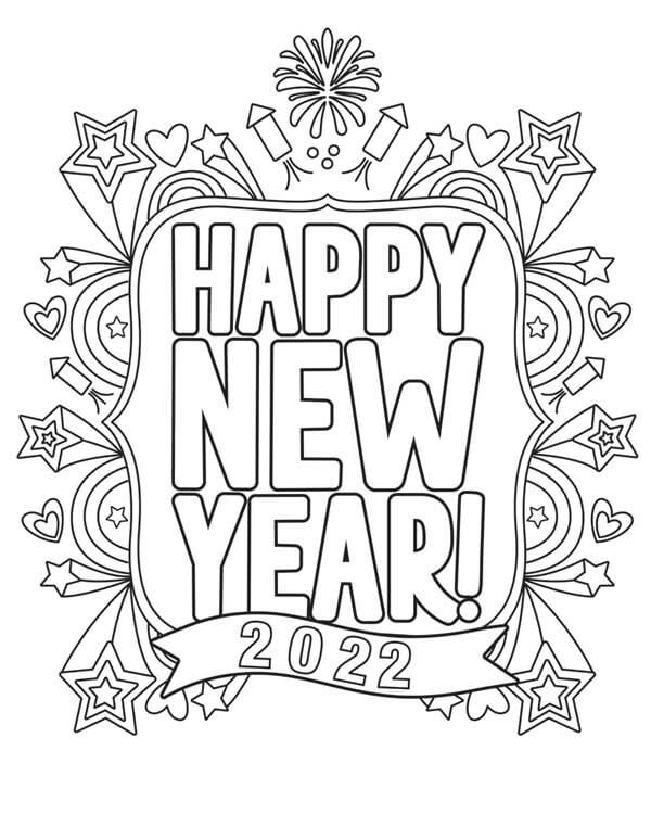 Top 10 Printable Happy New Year 2022 Coloring Pages