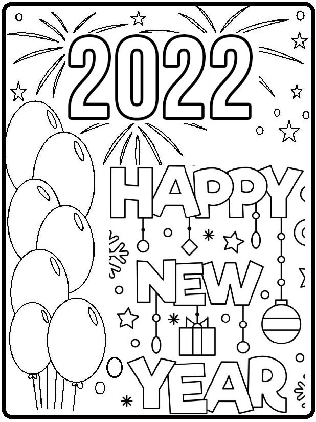 Top 10 Printable Happy New Year 2022 Coloring Pages ...