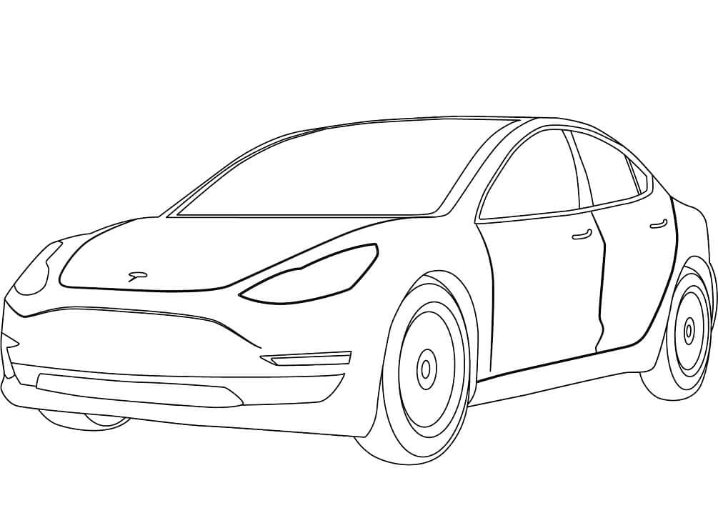 Tesla Model 3 coloring - Online Coloring Pages