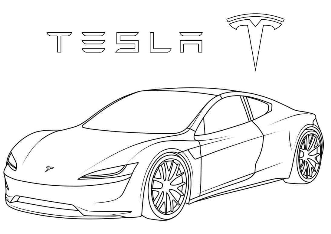 Tesla Roadster 2.0 - Online Coloring Pages