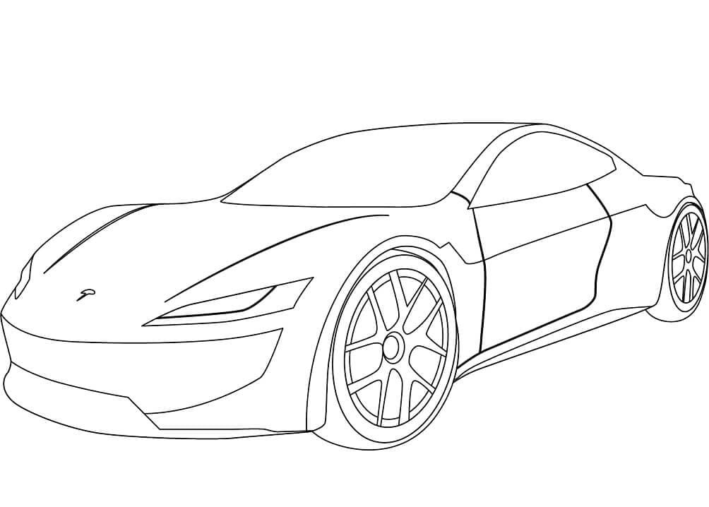 Tesla Roadster - Online Coloring Pages
