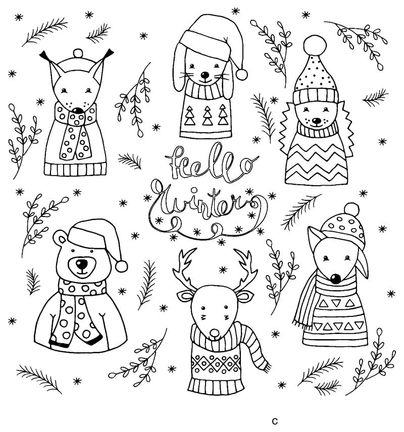 Top 48 Printable Christmas Animals Coloring Pages