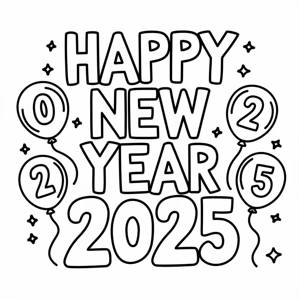 Top 24 Printable New Year 2025 Coloring Pages