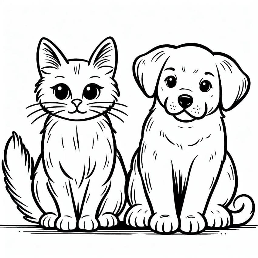 Top 60 Printable Dog and Cat Coloring Pages